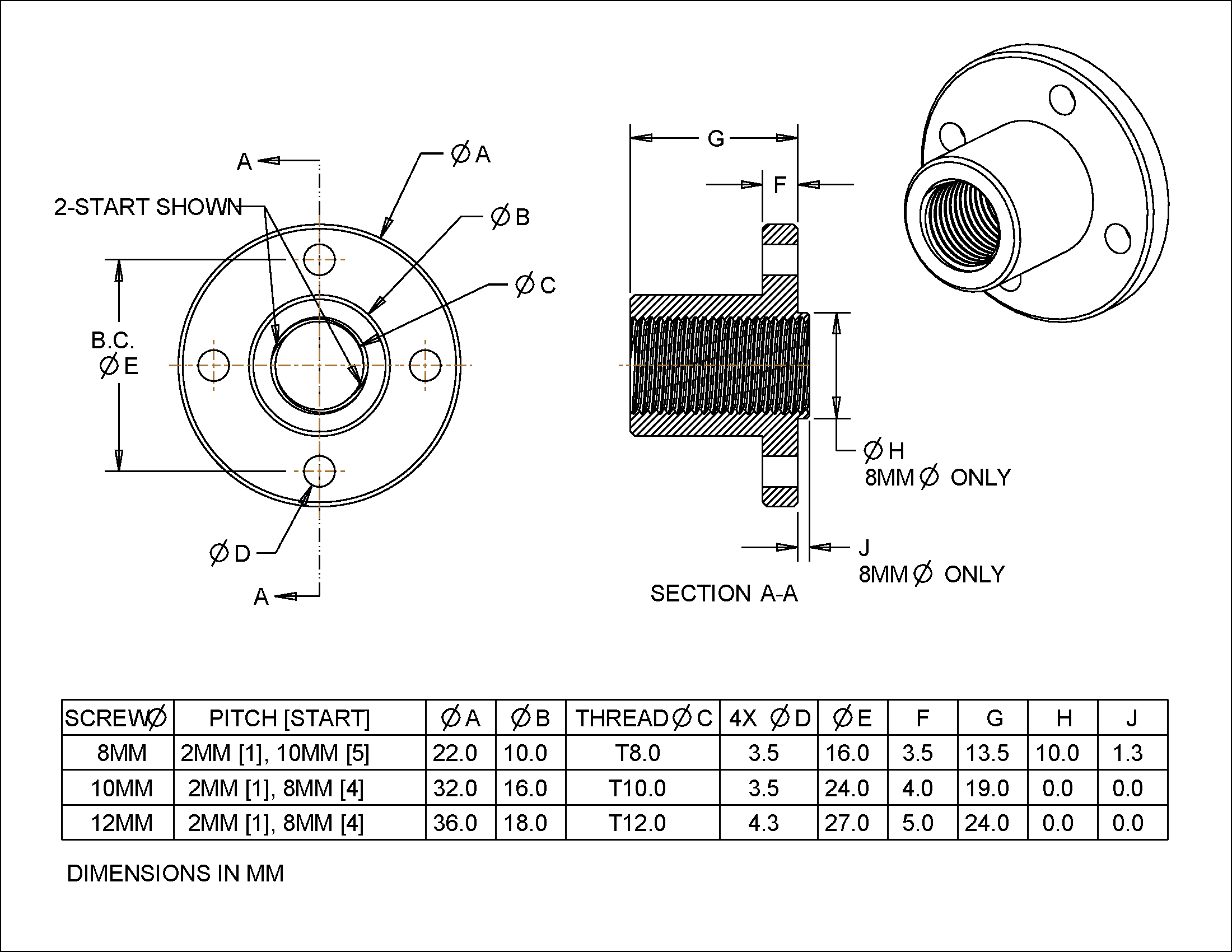 Lead Screw 3D printer, CNC, and robotics linear motion